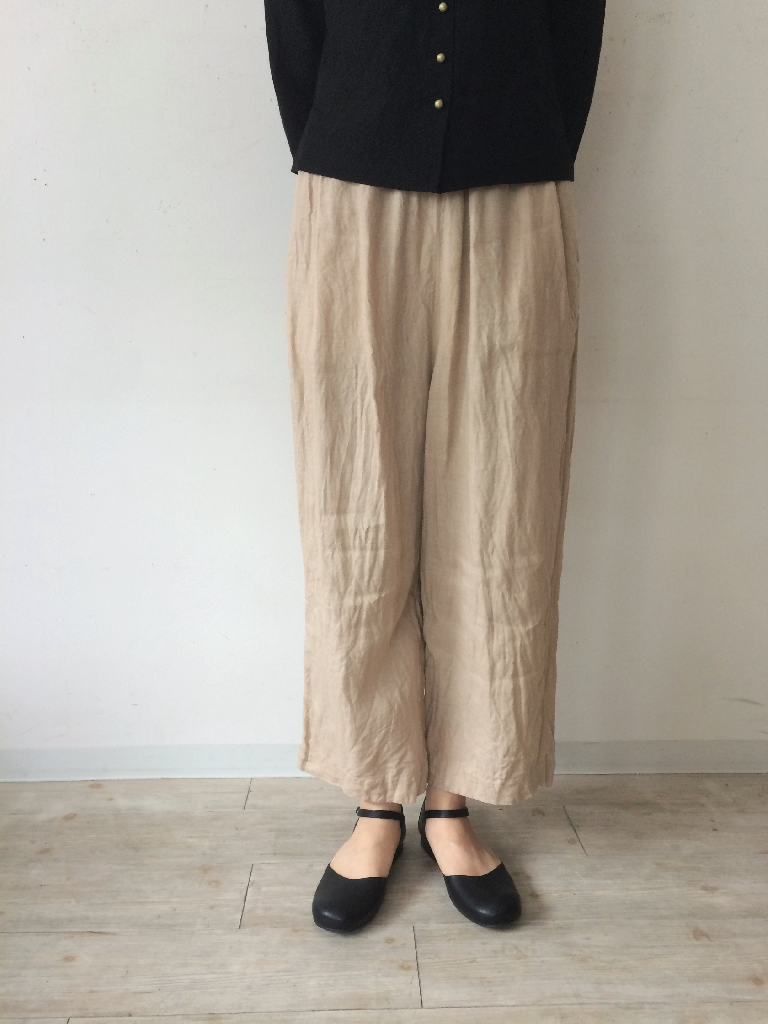 定番大得価 DEUXIEME リネンツイルワイドパンツ ベージュの通販 by